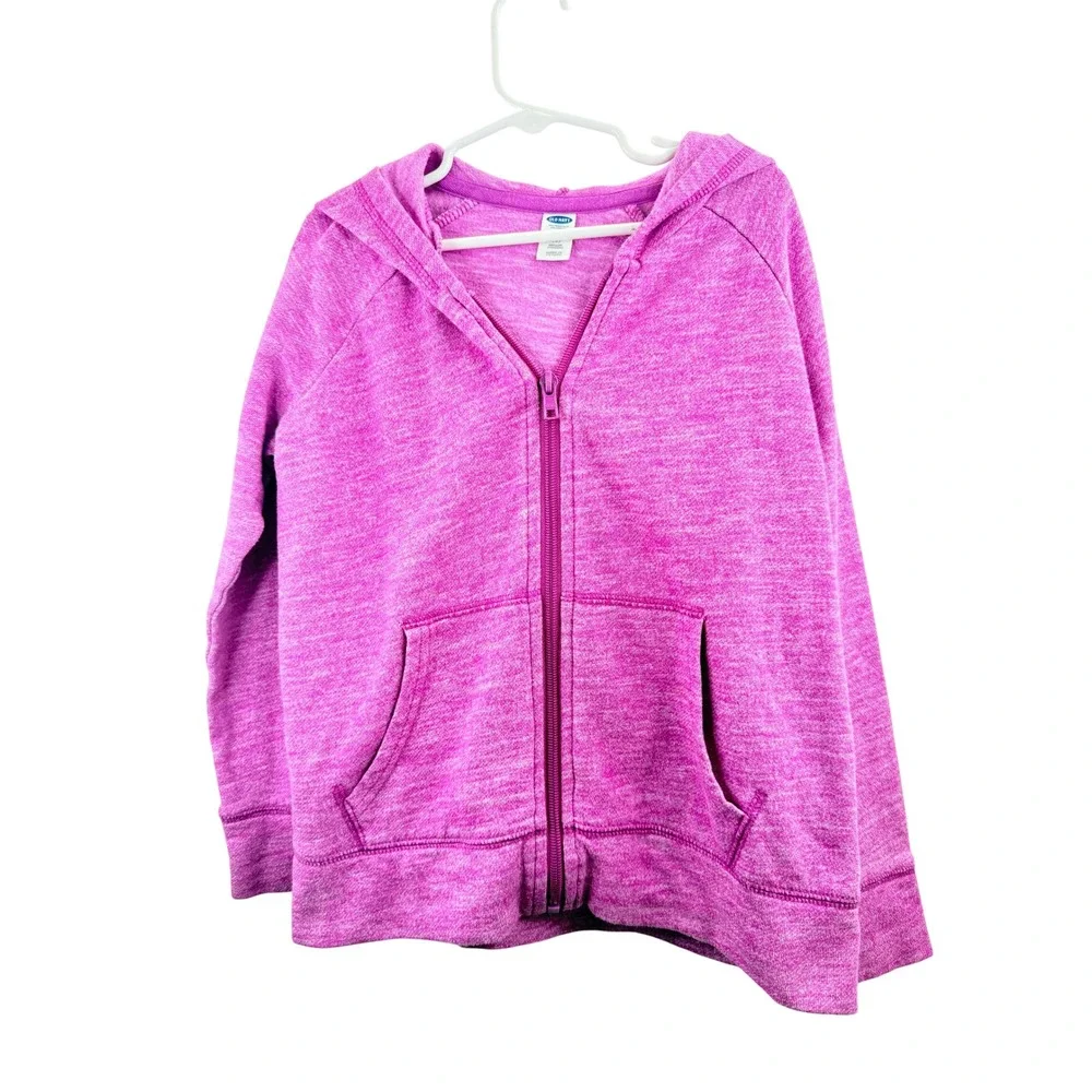 Old Navy Girls Pink Space Dye‎ Zip Up Hoodie Sweatshirt Size 8 Comfy Spring Cozy